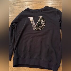 Versace Black Crewneck Sweater V Iridescent Medusa Design